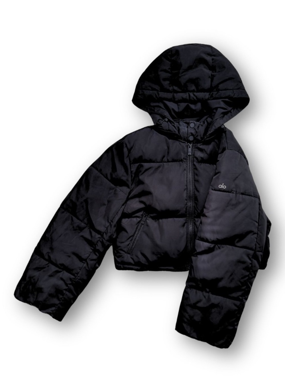 Alo Introspective Cropped Puffer Jacket Black Size Small - Picture 3 of 9